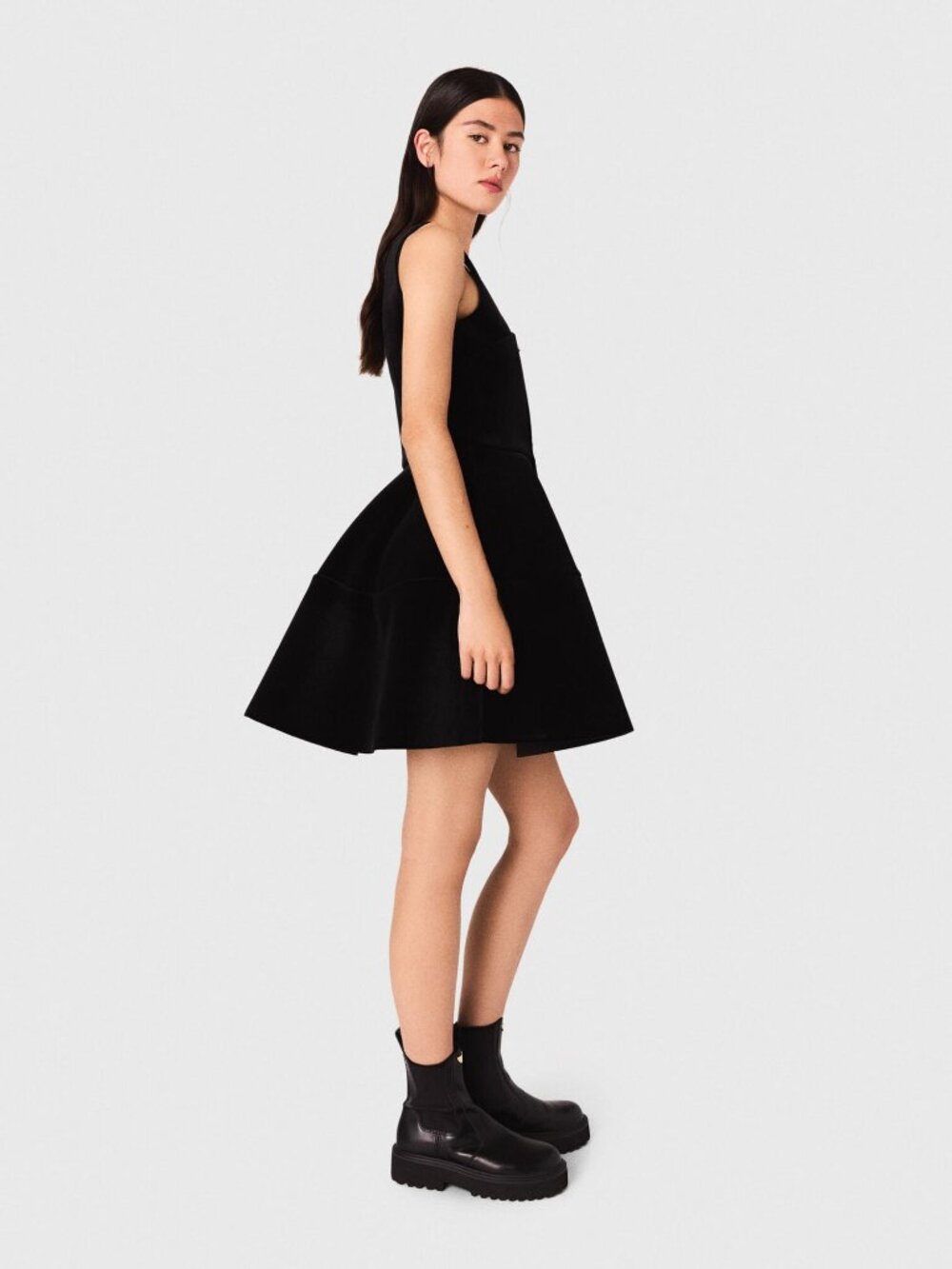 MAJE Reedness Velvet Fit and Flare Mini Dress Black S MSRP $480 NWT - Picture 4 of 13
